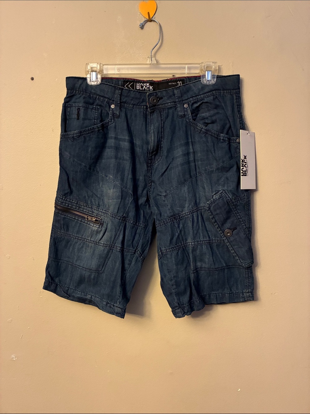 Black Rivet Men’s Navy Blue Cargo Shorts with Utility Pockets